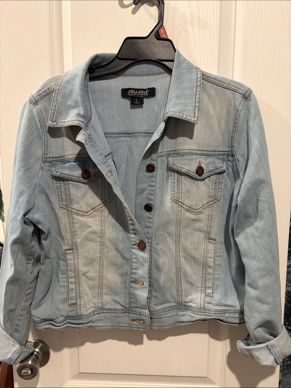 Jou Jou Light Wash Denim Jean Jacket in Pale Blue 💙 large
